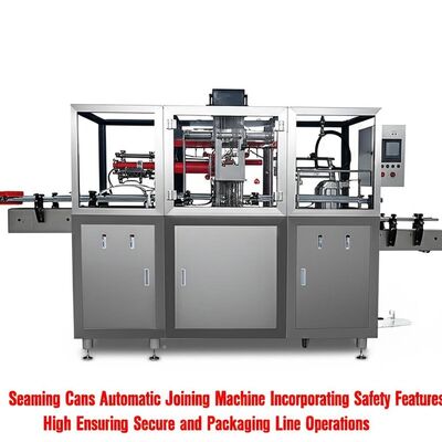 सीमिंग डिब्बे ऑटोमैटिक जॉइनिंग मशीन जिसमें सुरक्षा सुविधाएं शामिल हैं जो सुरक्षित और पैकेजिंग लाइन संचालन सुनिश्चित करती हैं